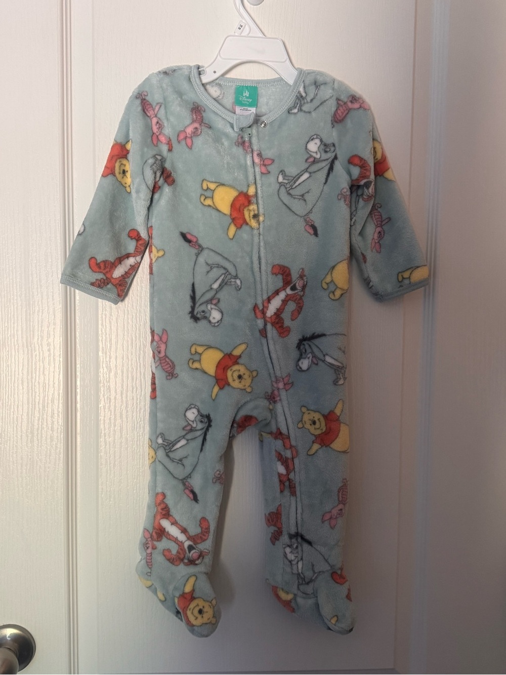 Disney Light Blue Winnie the Pooh Plush Footed One-Piece